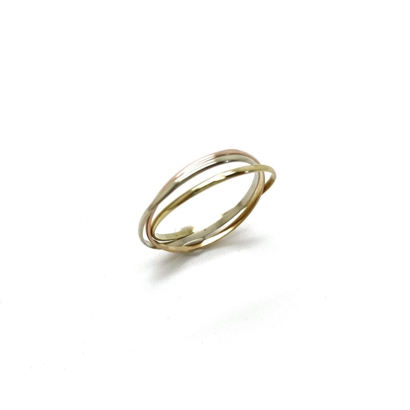 Tricolor ring van 14 karaat goud.