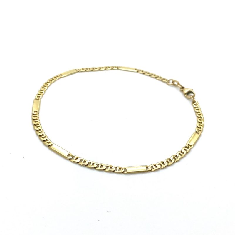Gouden heren armband van 22 cm met marine schakel.