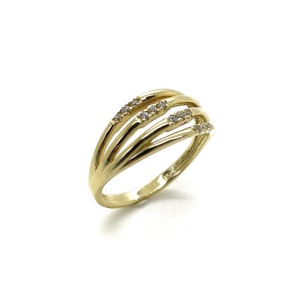Vintage gouden fantasie ring gezet met zirconia's.