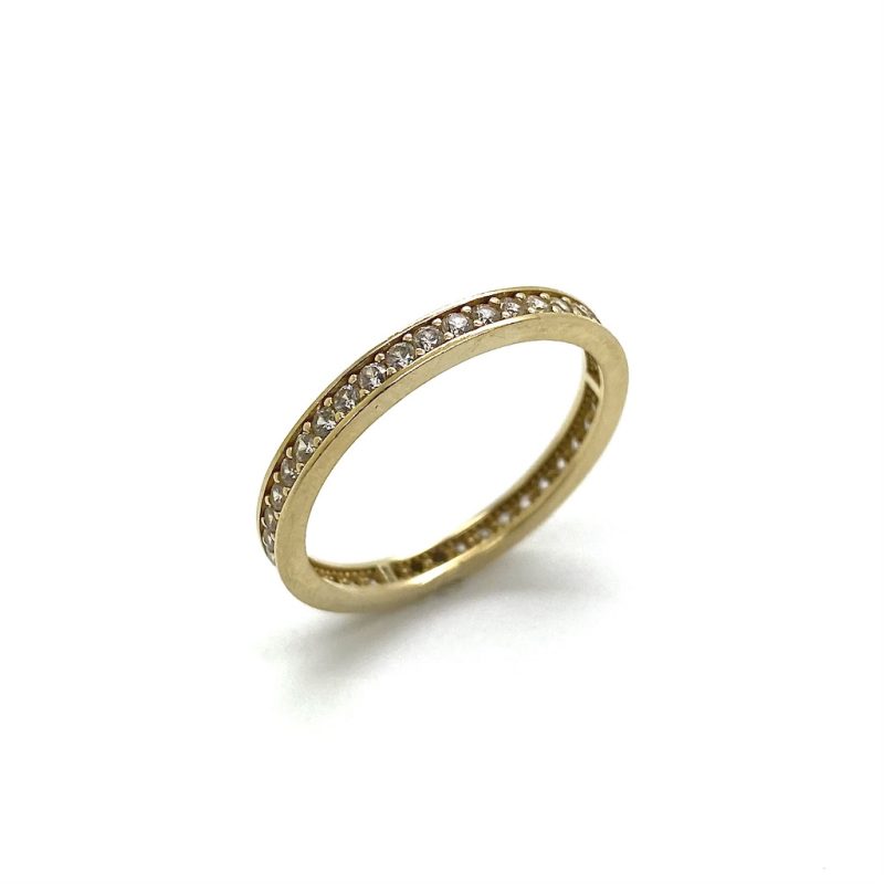 Vintage gouden alliance, memoire of eternity ring gezet met zirconia stenen.