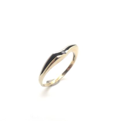 Vintage bicolor gouden ring gezet met diamant 0,03 ct.