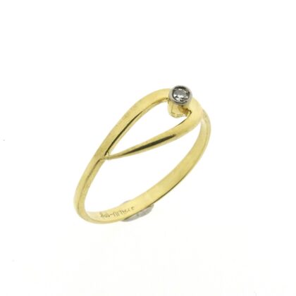18K Vintage gouden fantasie lus ring gezet met diamant | 0,01 ct.