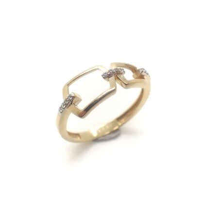 Vintage fantasie gouden ring gezet met diamanten.